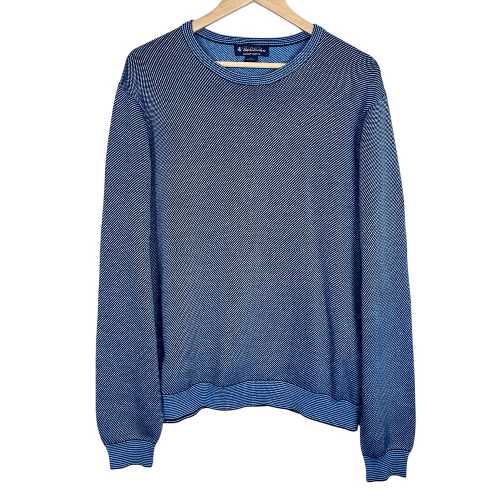 Brooks Brothers Men’s Pullover Sweater Large Blue Supima Cotton Knit Classic Fit